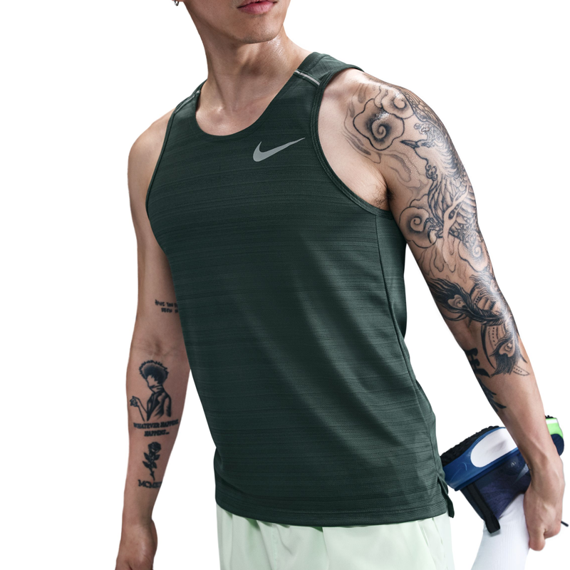Nike Dri-Fit Miler Running Tank Top Olive